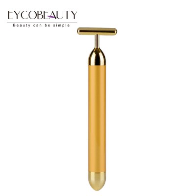 2019 Electric Vibration 24K Gold T Shape Facial Massager Face Beauty